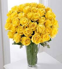 36 Yellow roses vase