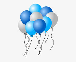 20 Gas filled blue white Balloons tied to ribbons