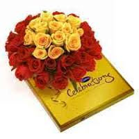 12 red roses posy , celebration Cadbury