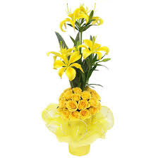 Yellow lilies arrangement