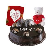 1/2 kg chocolate cake icing i love you with teddy and card