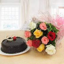 12 mix roses and 1/2 kg cake