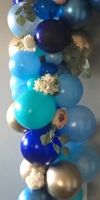 40 dark blue light blue gold air blown small and large balloons