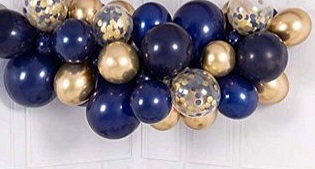 20 Gas filled gold Balloons tied to ribbons