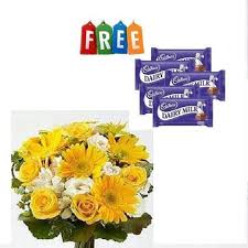 gerberas with chocolates