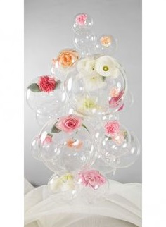 8 Transparent Air Blown Balloons  with pink and red roses inside