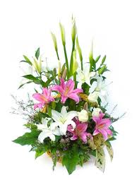 Pink white lily arrangement