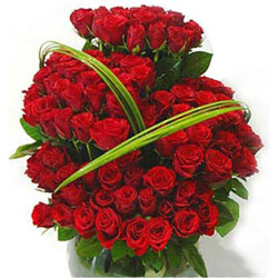 Basket of 50 red roses.