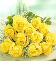 Yellow roses in a bouquet