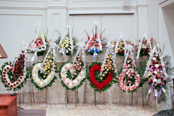 Heart shaped roses arrangement with 2 baskets