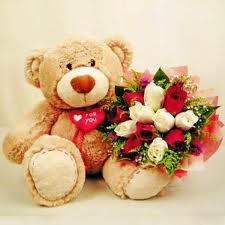 1 feet teddy with 12 roses