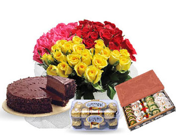 1 pound Cake 20 flowers 500 gm sweets with chocolates