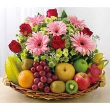 7 Fresh Fruit and assorted 15 Flowers all in one