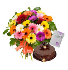 30 mix gerberas  with 1 kg cake