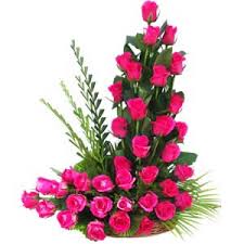 66 Pink roses in a basket