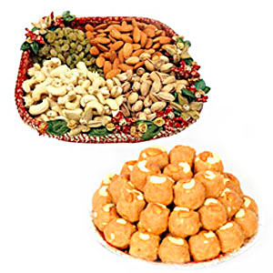 1 kg Dry fruits with 1 kg Boondi Ladoo 