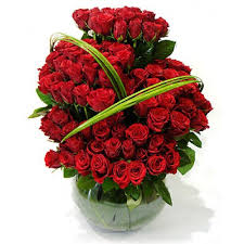 100 red roses vase