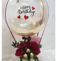 5 ferrero chocolate 5 roses with happy birthday printed balloon