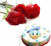 Donald cake 2 kg with 2 roses free