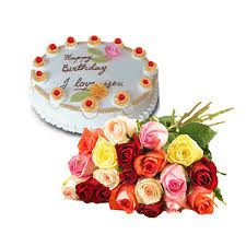 2 kg eggless butterscotch cake with 8 mix roses