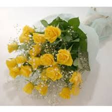 24 Yellow roses in a bouquet