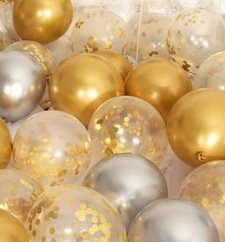 30 gold silver small large air confetti balloons
