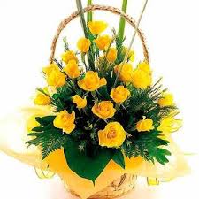 40 yellow roses in a basket