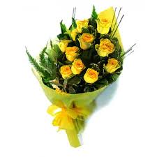 Yellow roses in a bouquet